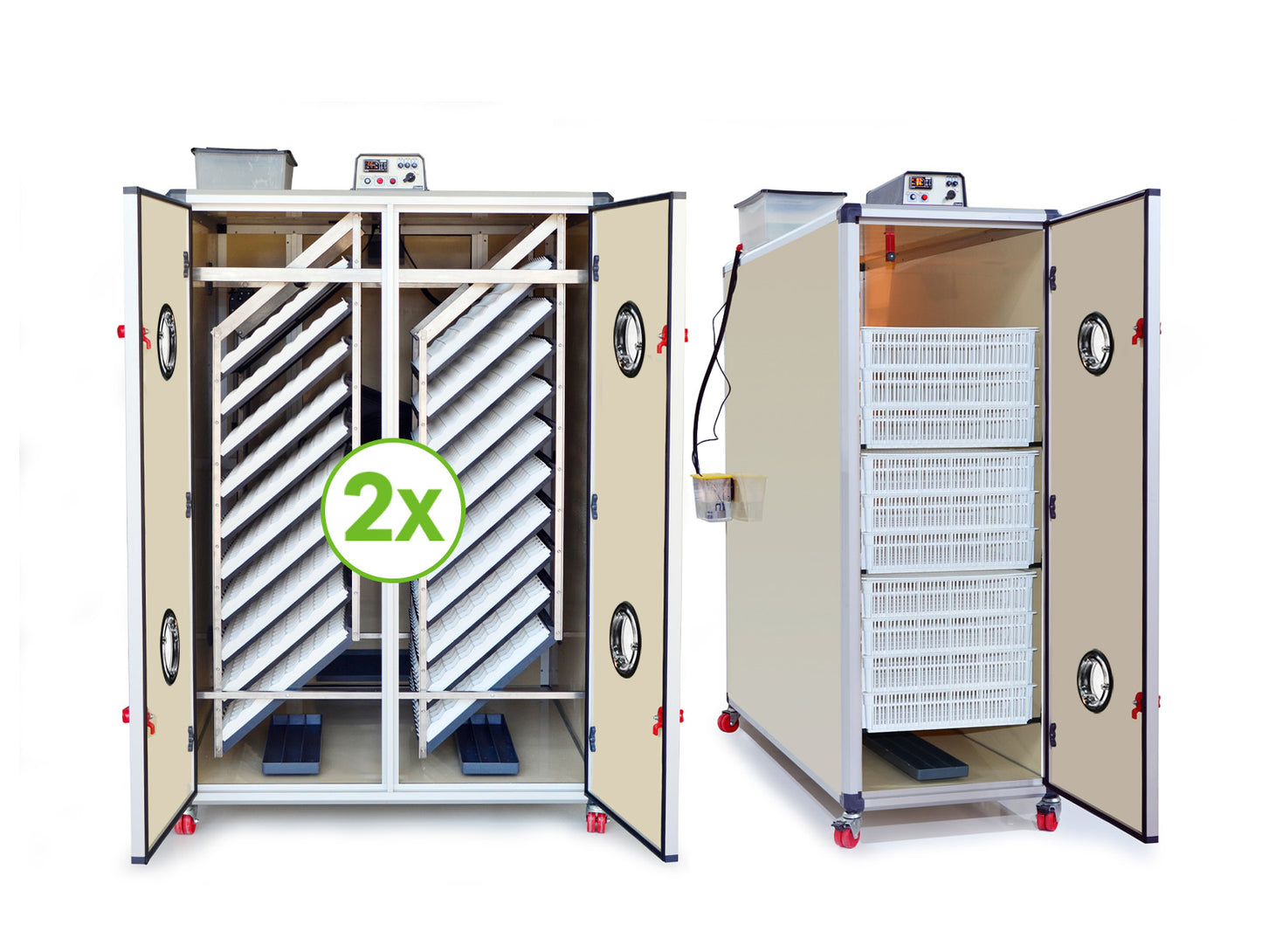 Gewerbliches Brutmaschinen-Set: 2 x T4800S Entwicklung+ 1 x T2400H Schlupf (bis 12.000 Eier)