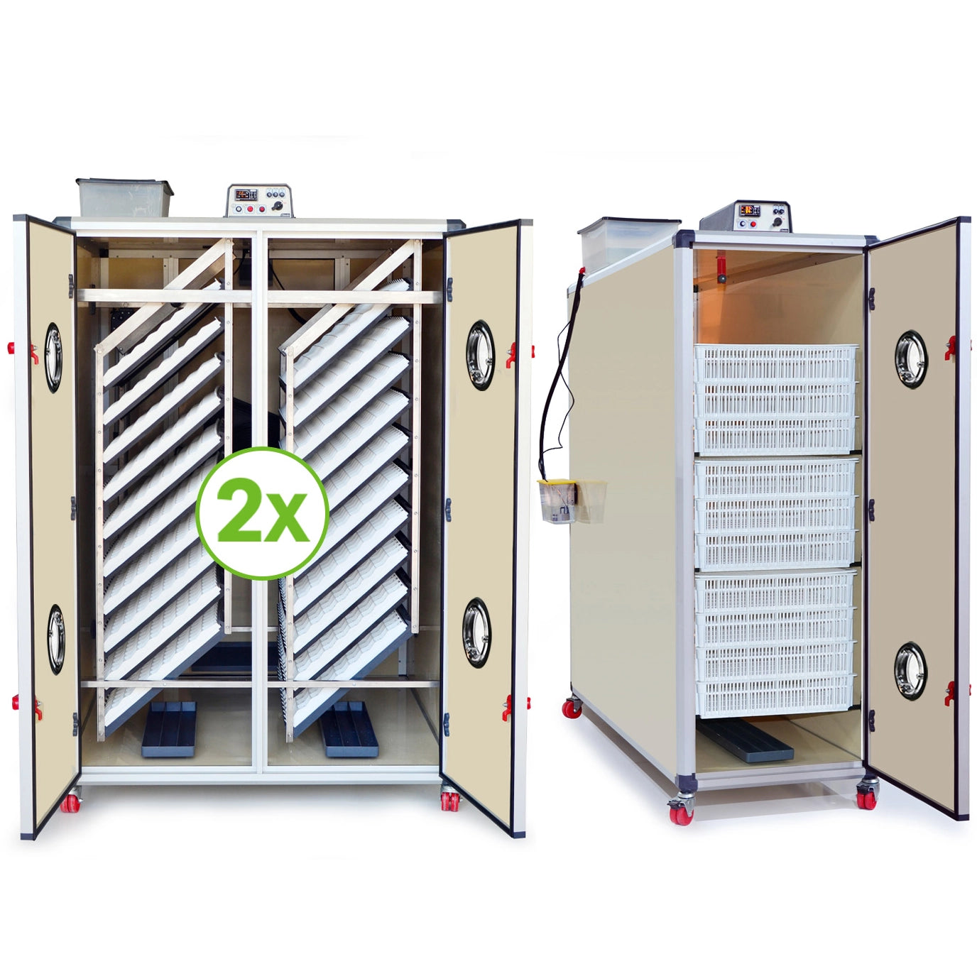 Brutmaschinen-Set: 2 x T4800S Entwicklung+ 1 x T2400H Schlupf (bis 12.000 Eier)